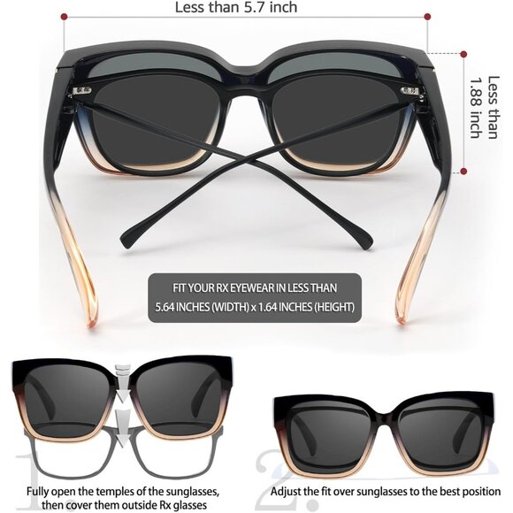 🆕 Women Brown Trendy Polarized Sunglasses Oversized Fit Over Driving Protection - Picture 5 of 5